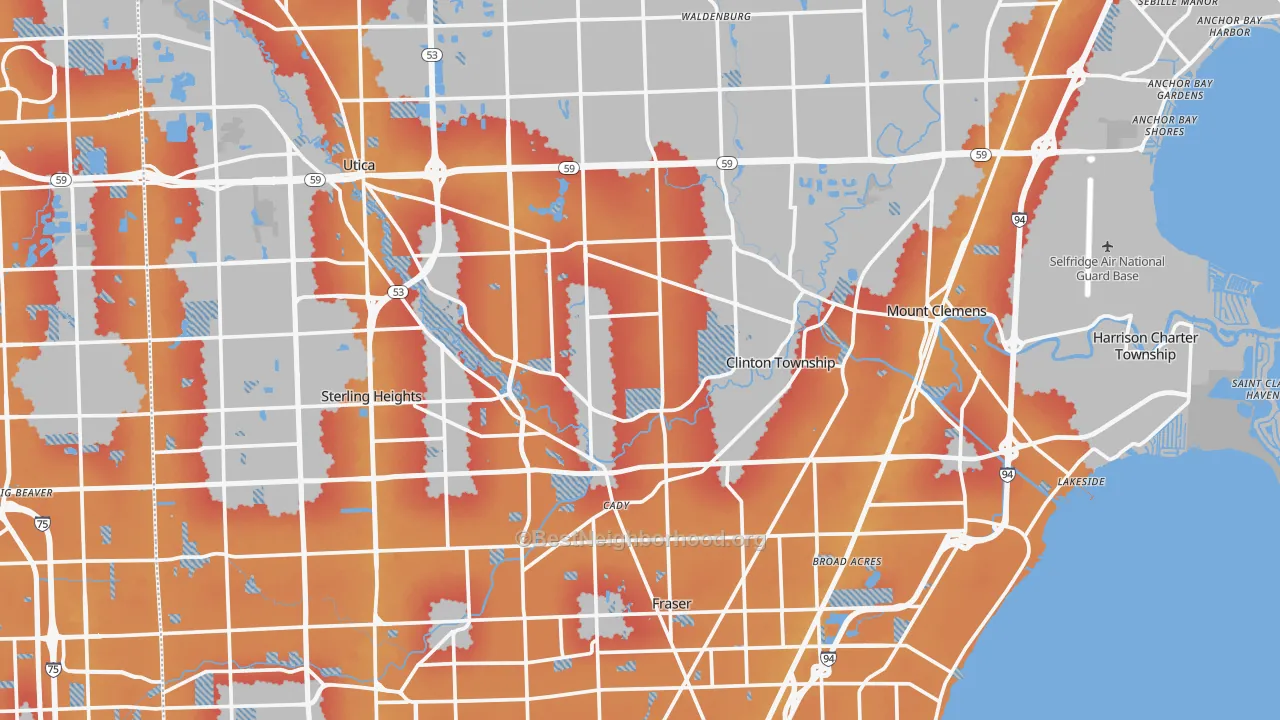 Transit Grade map of Macomb County, MI