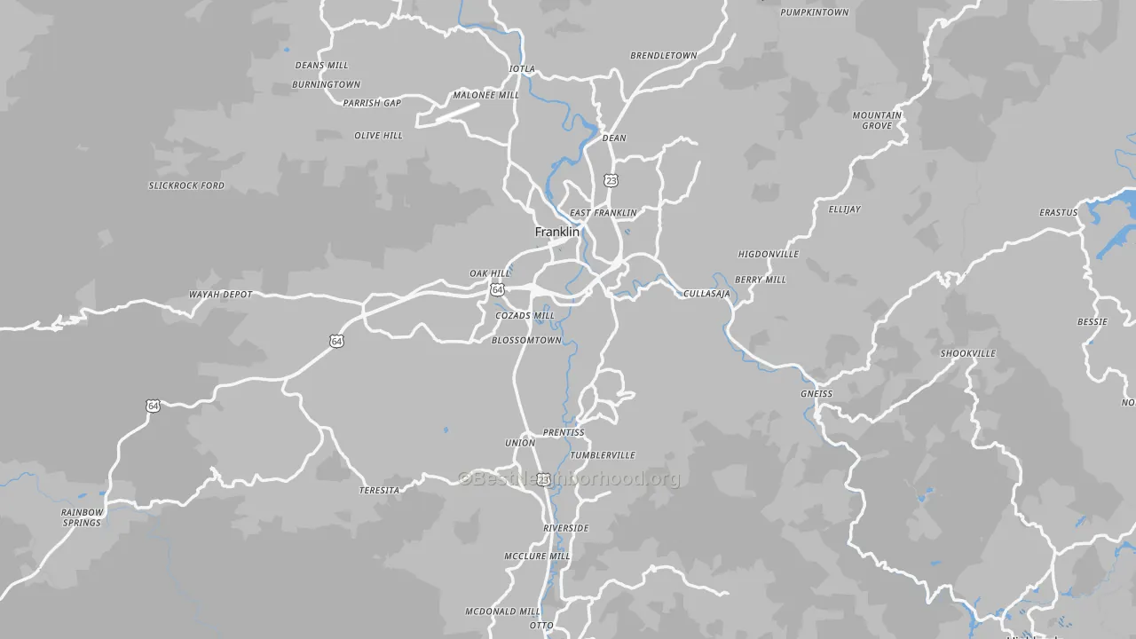 Transit Grade map of Macon County, NC