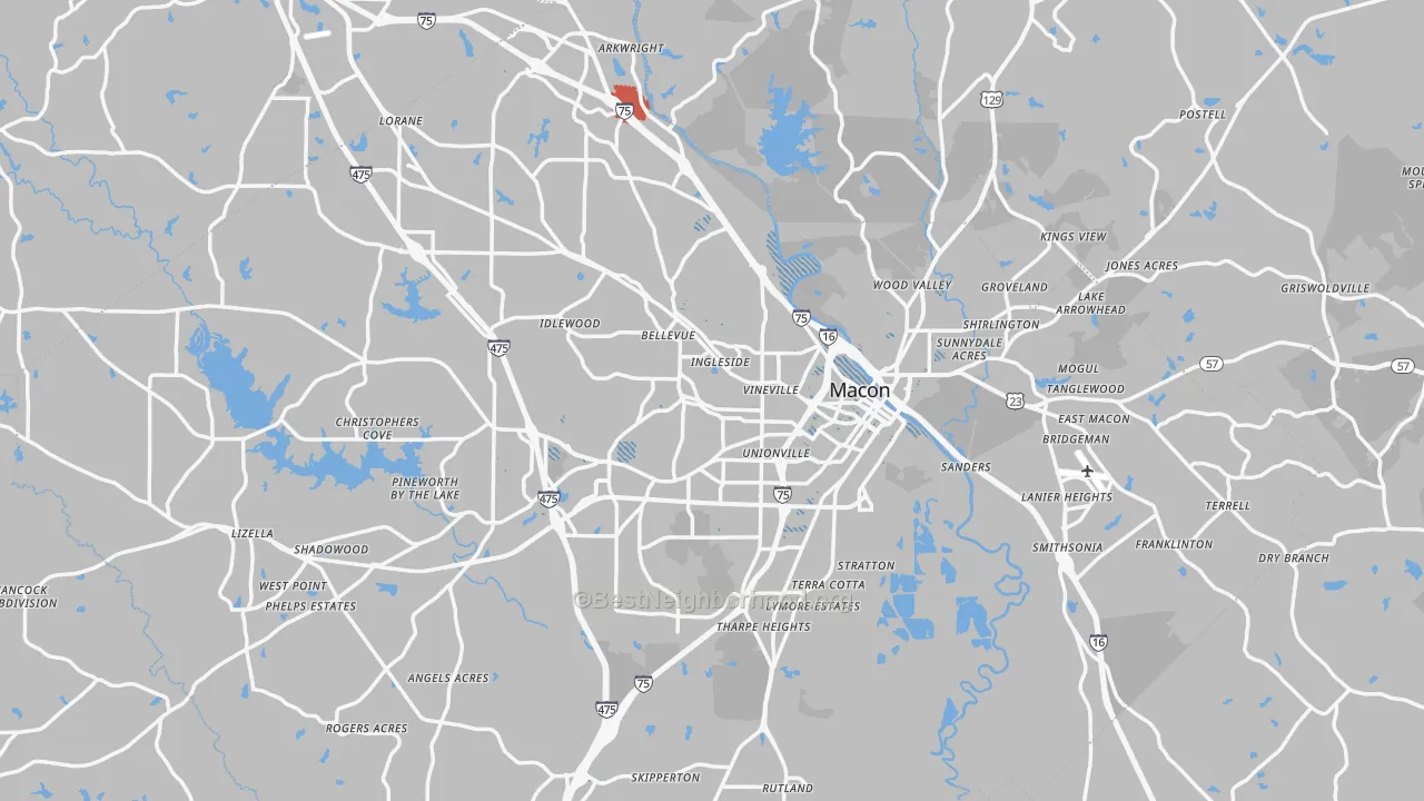 Transit Grade map of Macon, GA