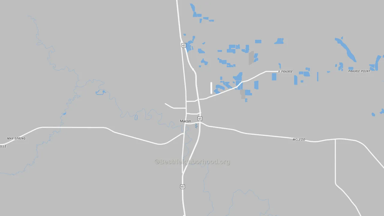 Transit Grade map of Macon, MS