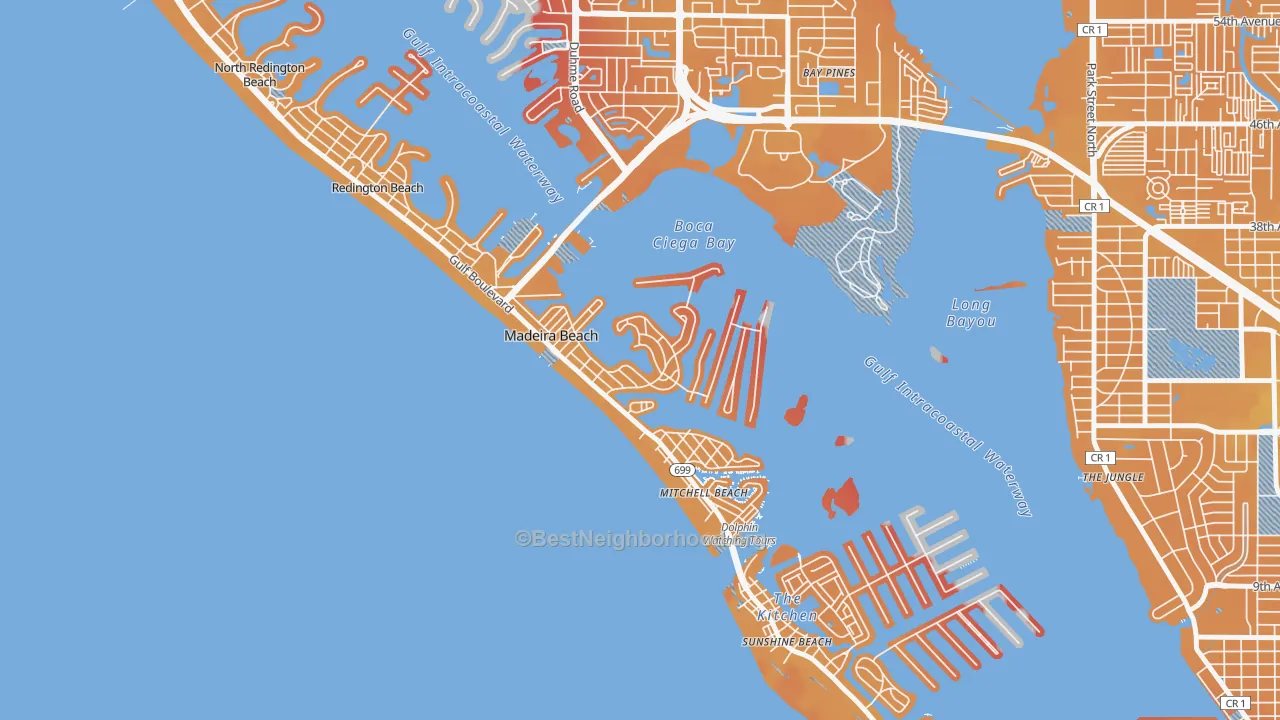Transit Grade map of Madeira Beach, FL