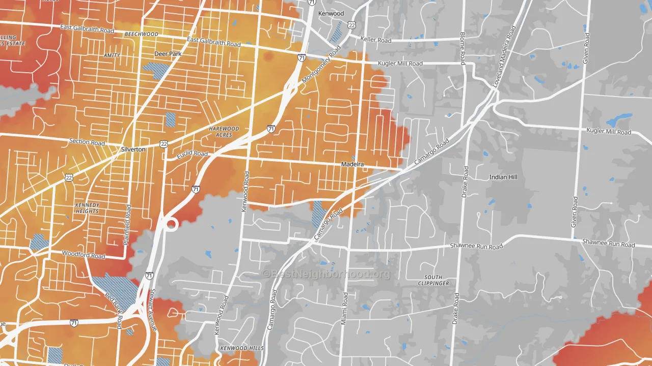 Transit Grade map of Madeira, OH