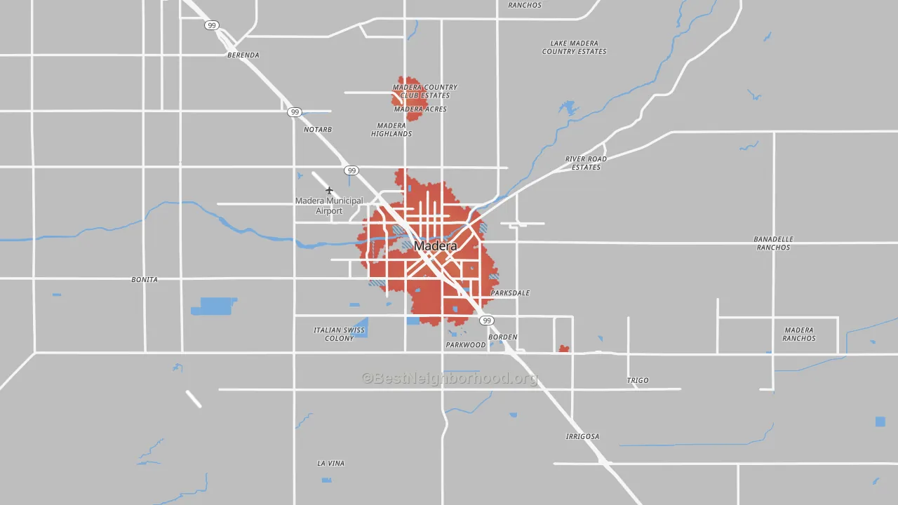 Transit Grade map of Madera, CA