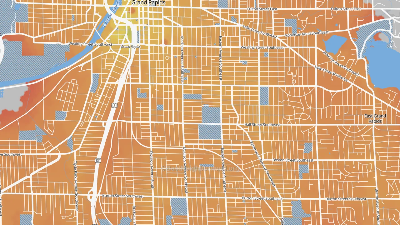 Transit Grade map of Madison Area, Grand Rapids, MI