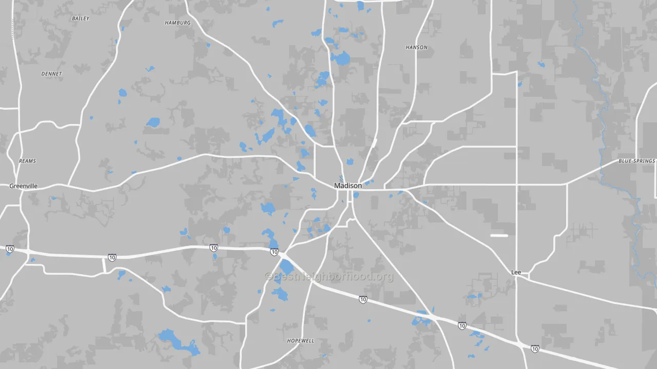 Transit Grade map of Madison County, FL