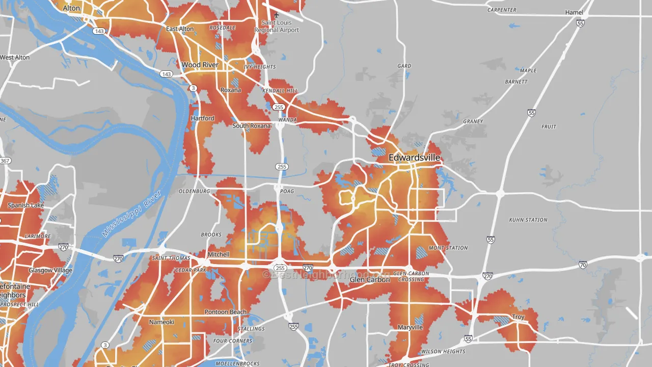 Transit Grade map of Madison County, IL