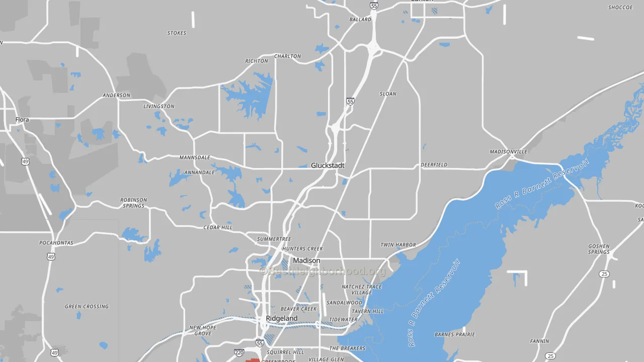 Transit Grade map of Madison County, MS