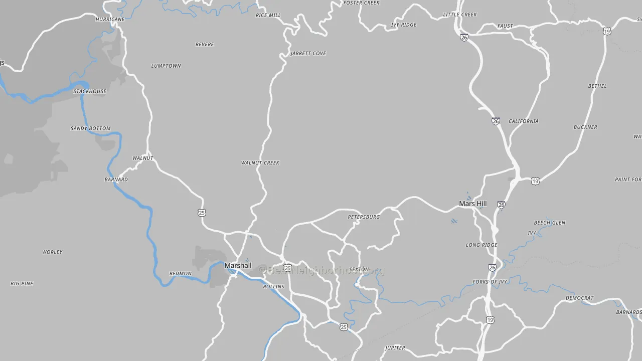 Transit Grade map of Madison County, NC