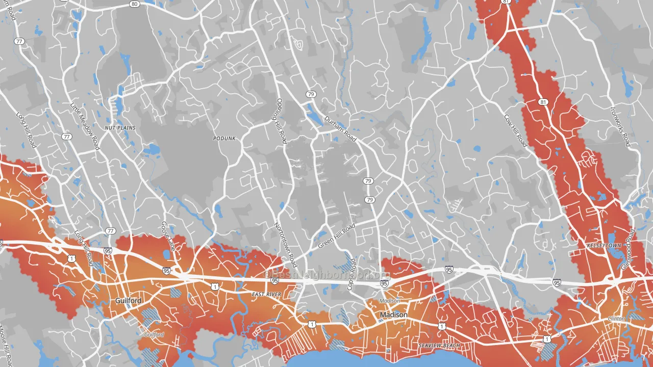 Transit Grade map of Madison, CT