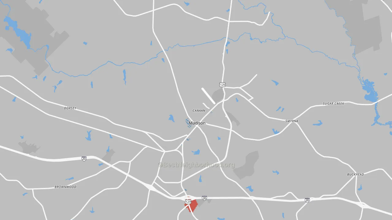 Transit Grade map of Madison, GA