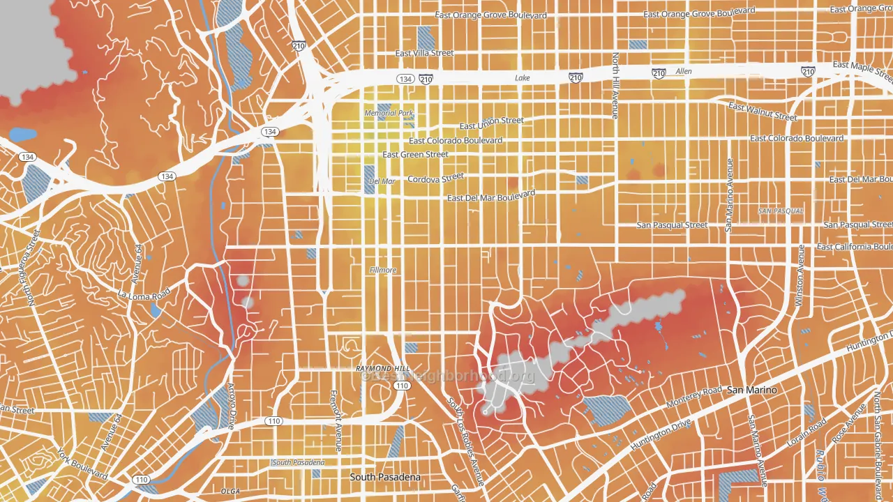 Transit Grade map of Madison Heights, Pasadena, CA