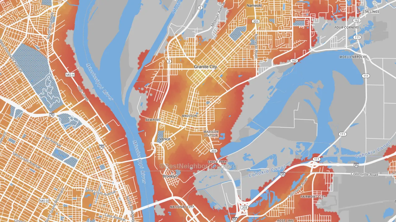 Transit Grade map of Madison, IL