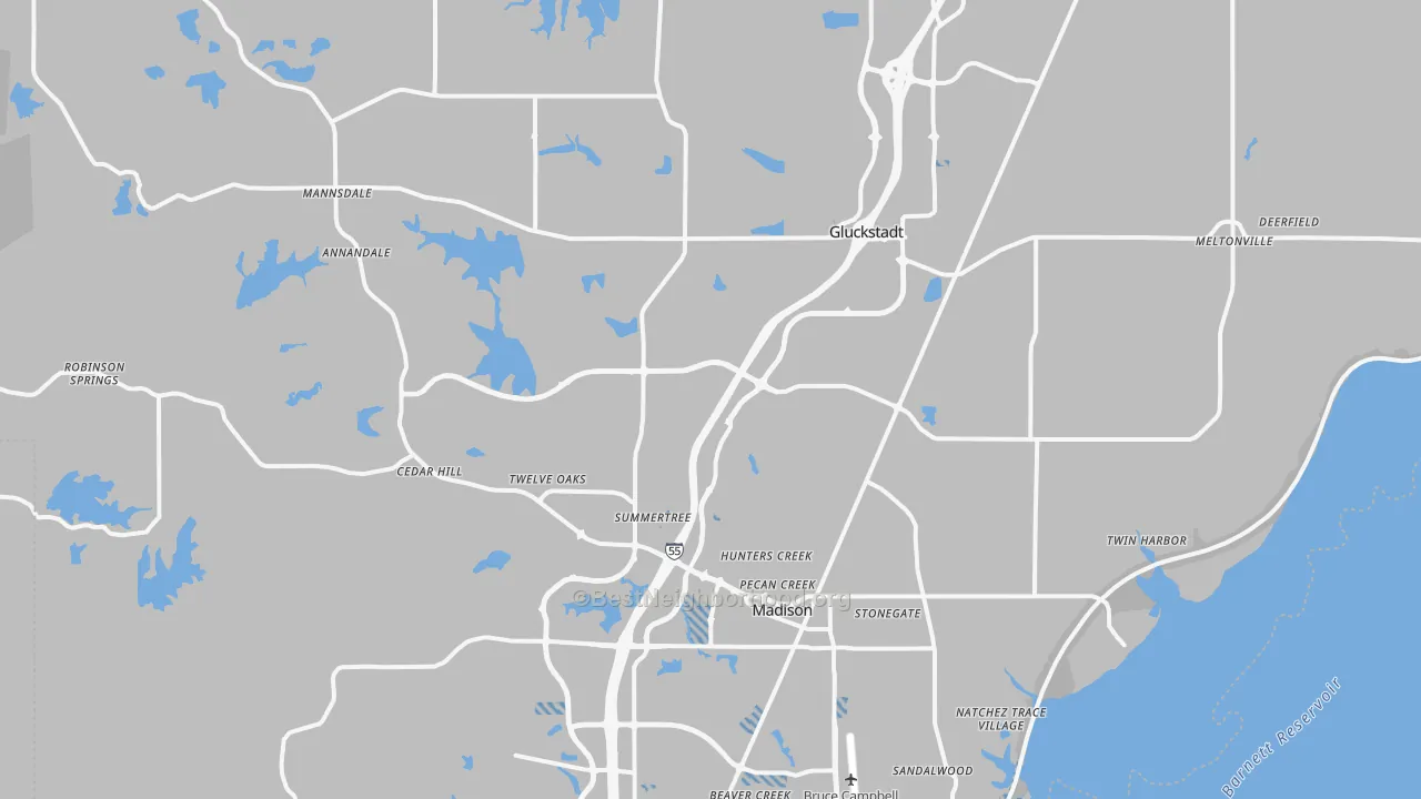 Transit Grade map of Madison, MS