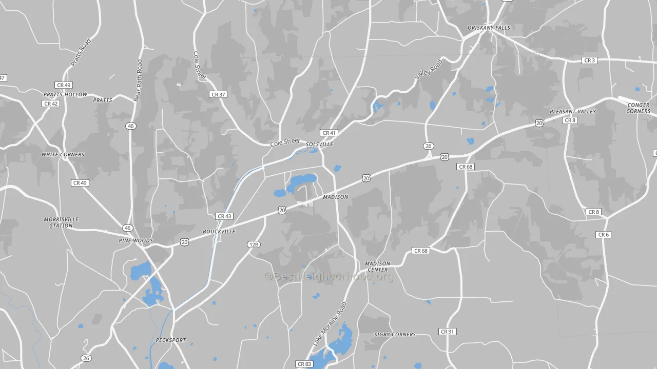 Transit Grade map of Madison, NY