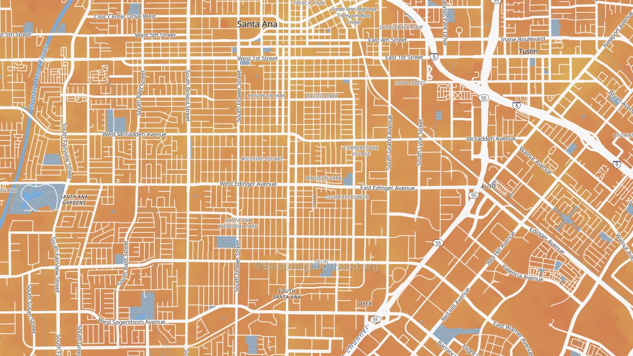 Transit Grade map of Madison Park, Santa Ana, CA