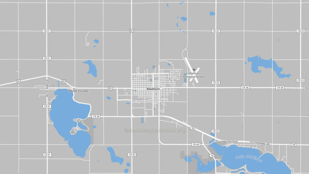 Transit Grade map of Madison, SD