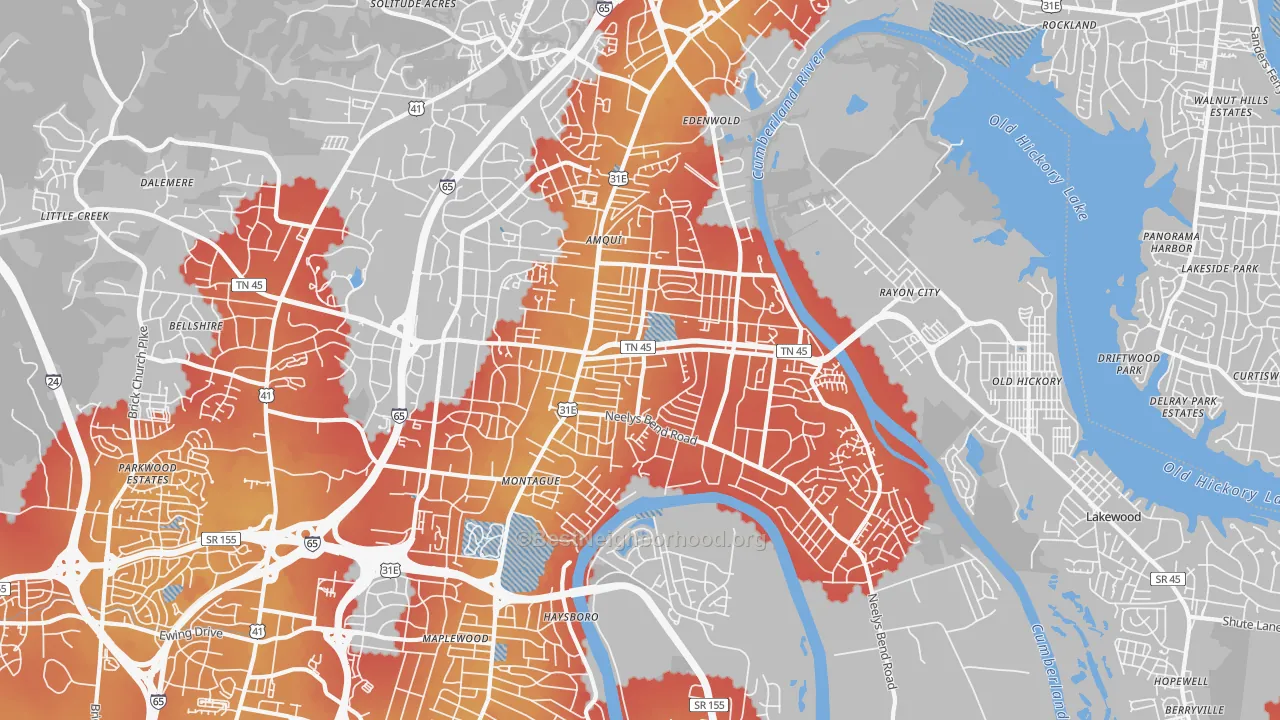 Transit Grade map of Madison, TN