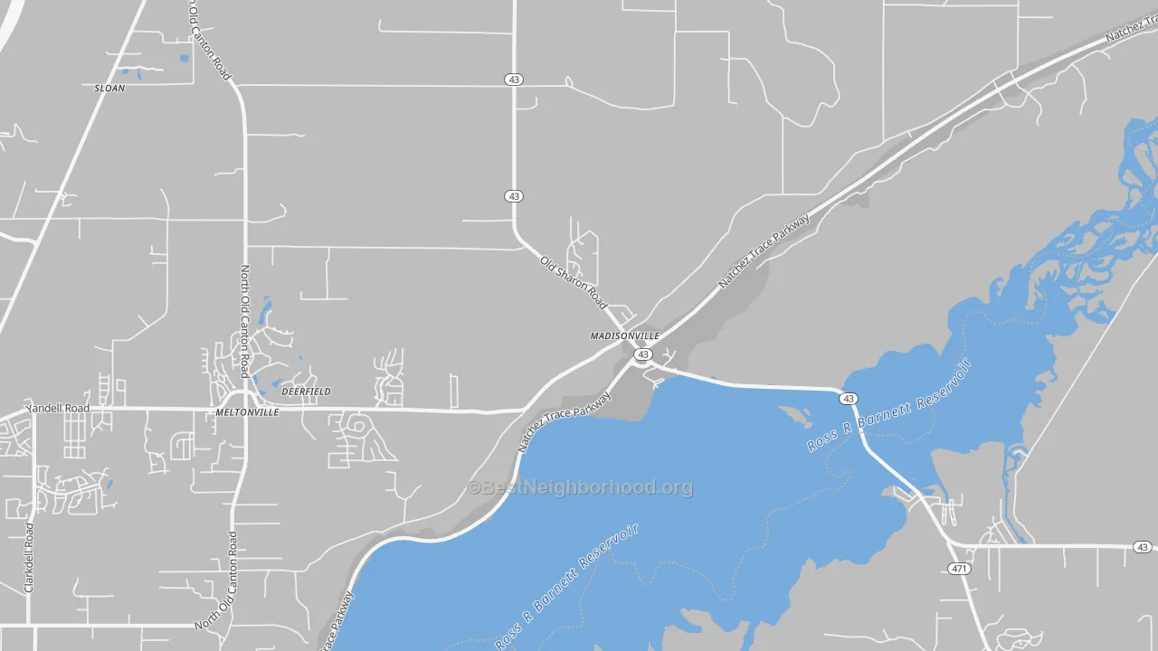 Transit Grade map of Madisonville, MS