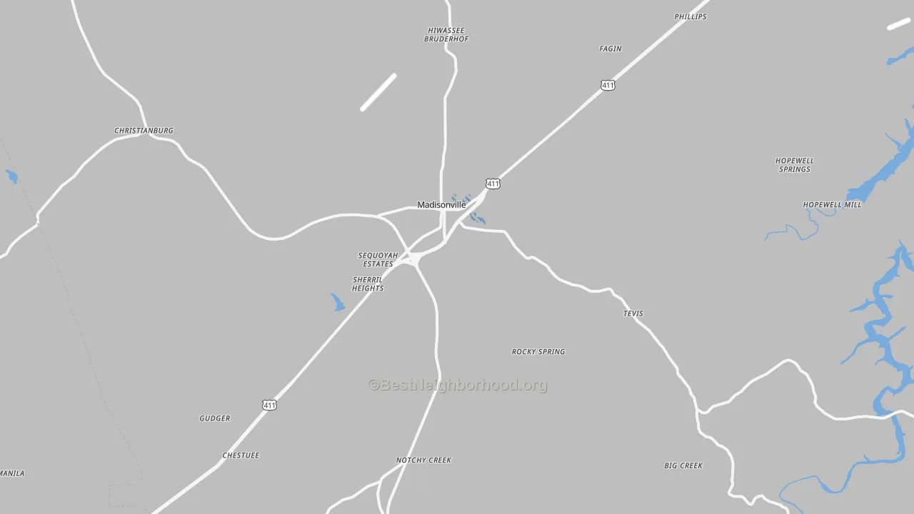 Transit Grade map of Madisonville, TN