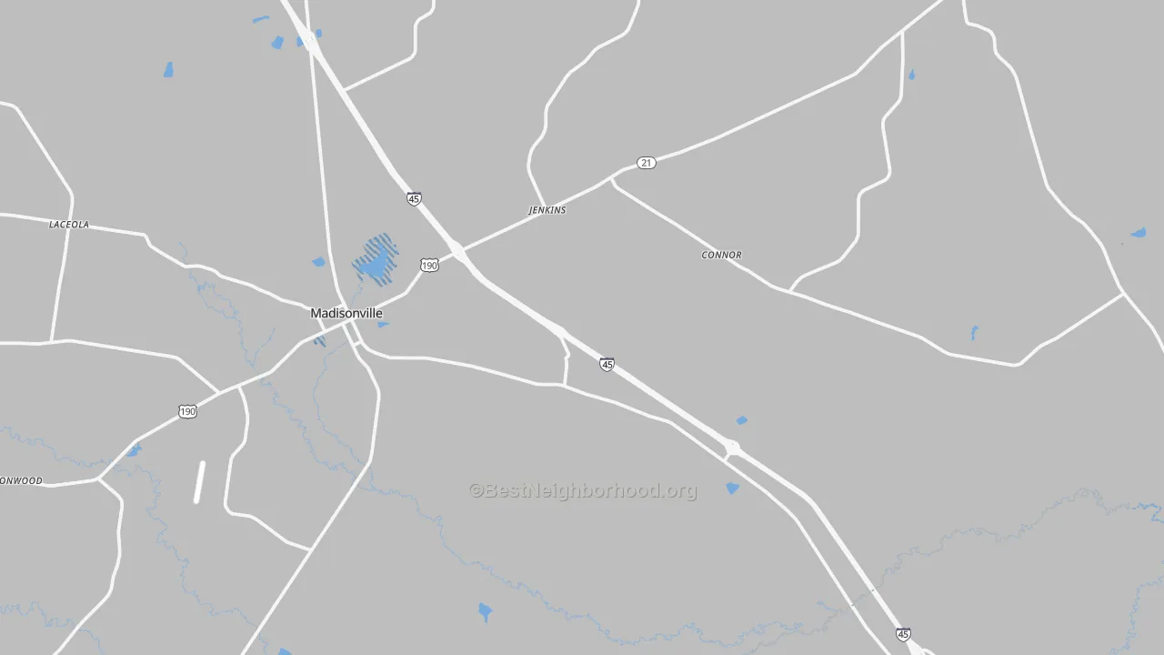 Transit Grade map of Madisonville, TX