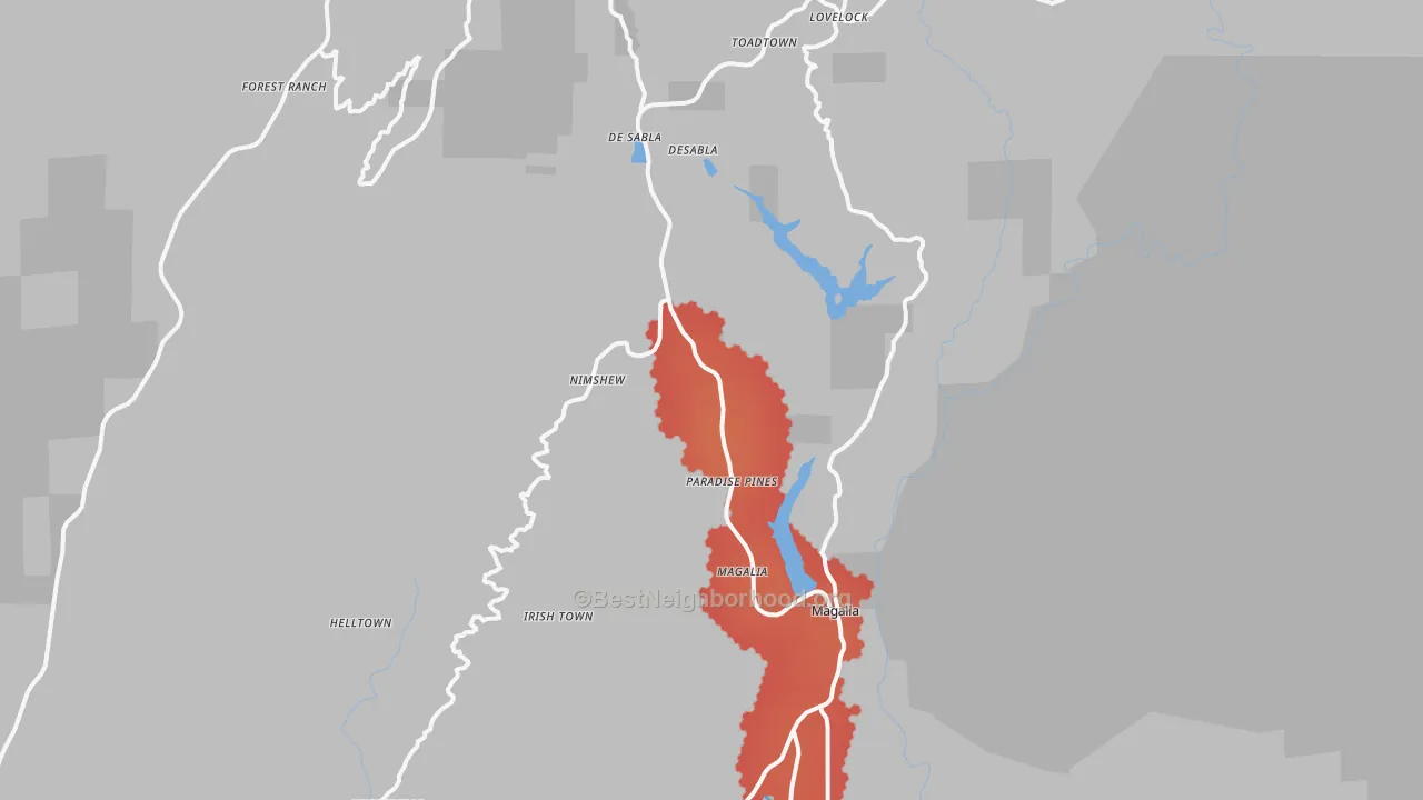 Transit Grade map of Magalia, CA