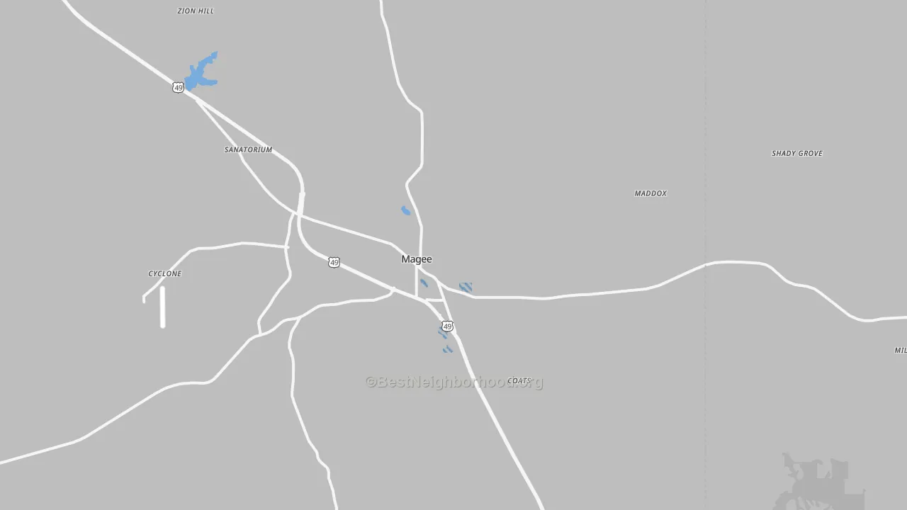 Transit Grade map of Magee, MS