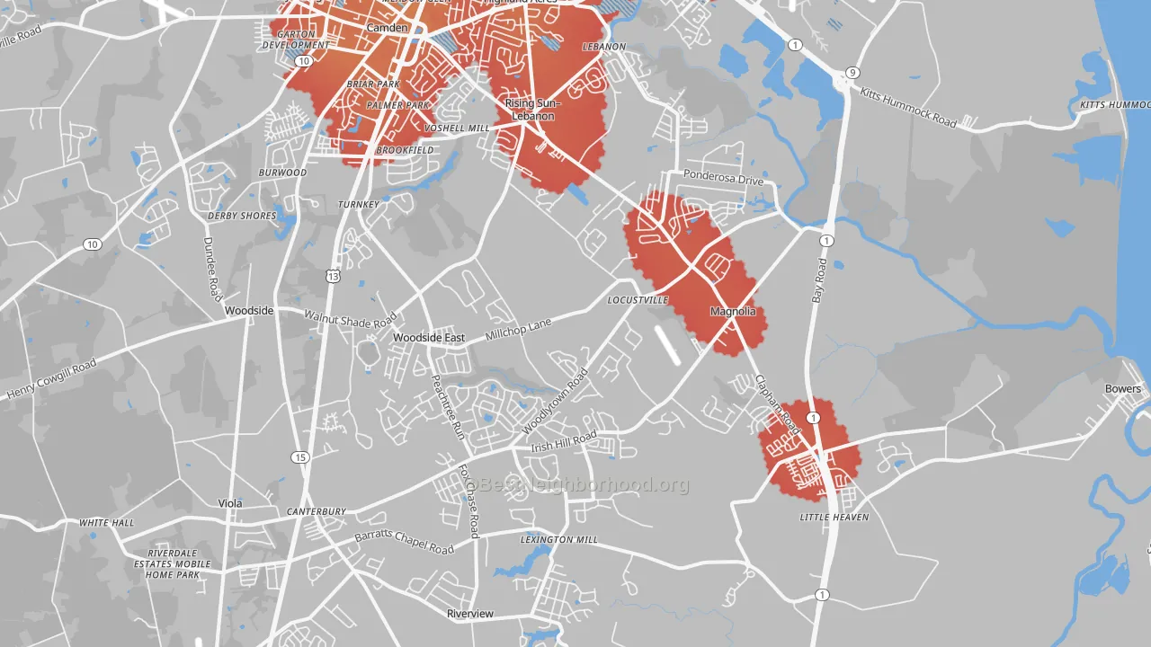 Transit Grade map of Magnolia, DE