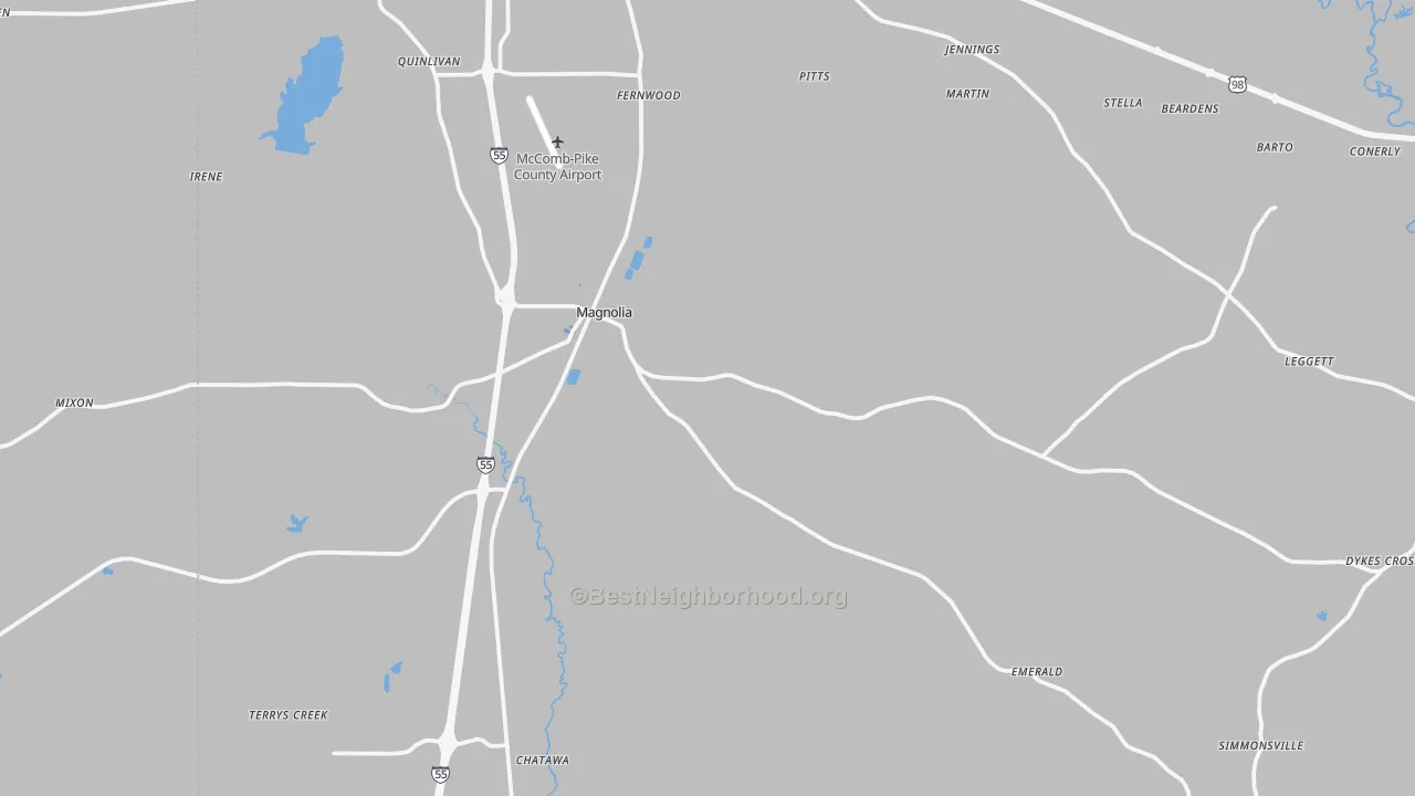 Transit Grade map of Magnolia, MS