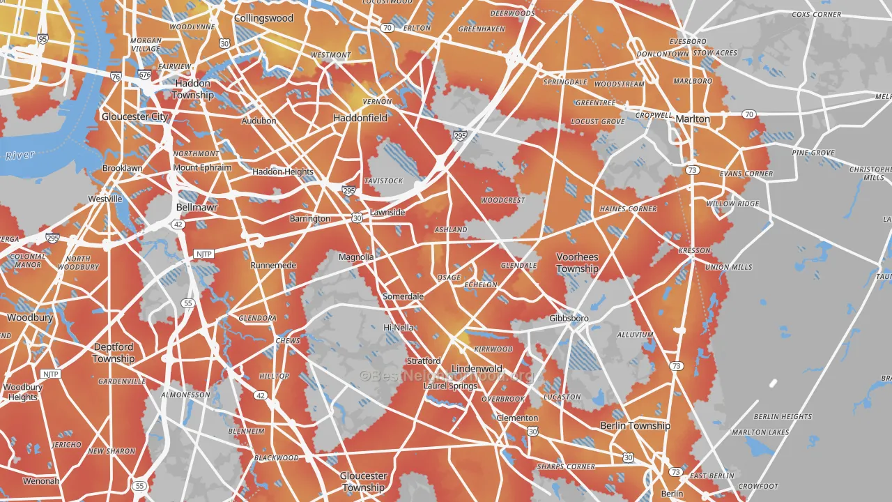 Transit Grade map of Magnolia, NJ