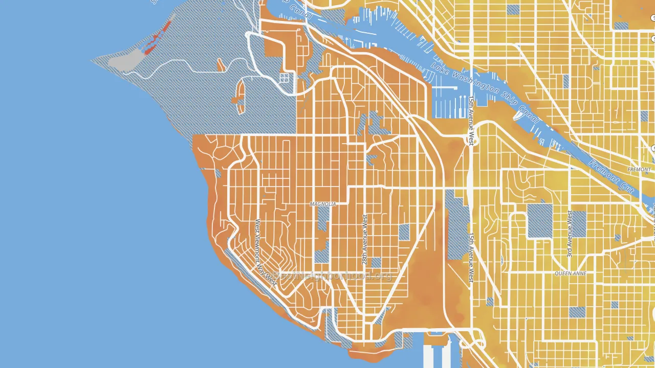 Transit Grade map of Magnolia, Seattle, WA