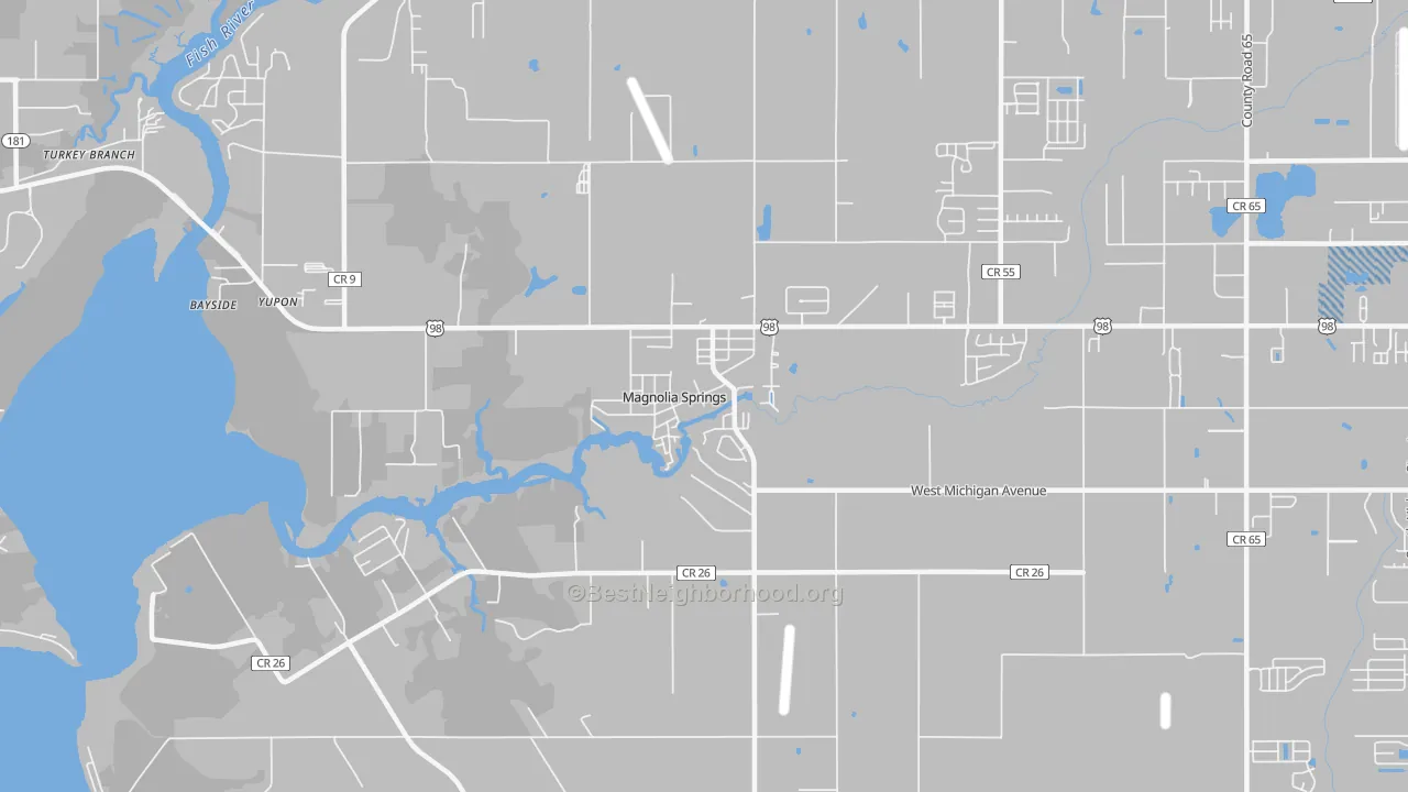 Transit Grade map of Magnolia Springs, AL