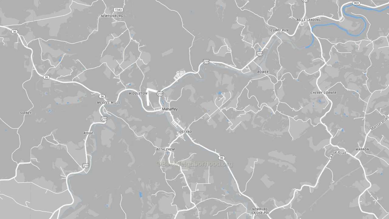 Transit Grade map of Mahaffey, PA
