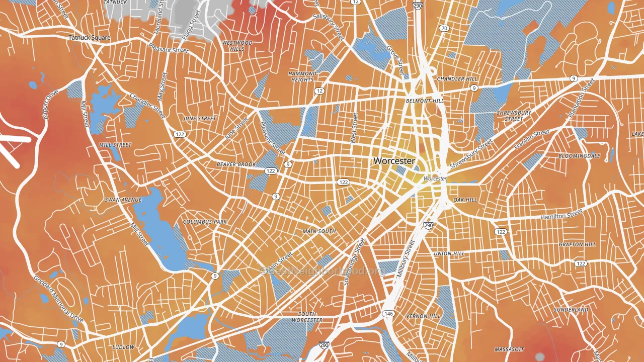 Transit Grade map of Main Middle, Worcester, MA