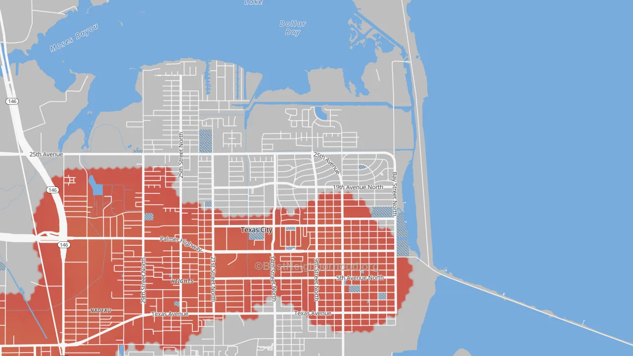 Transit Grade map of Mainland Park, Texas City, TX