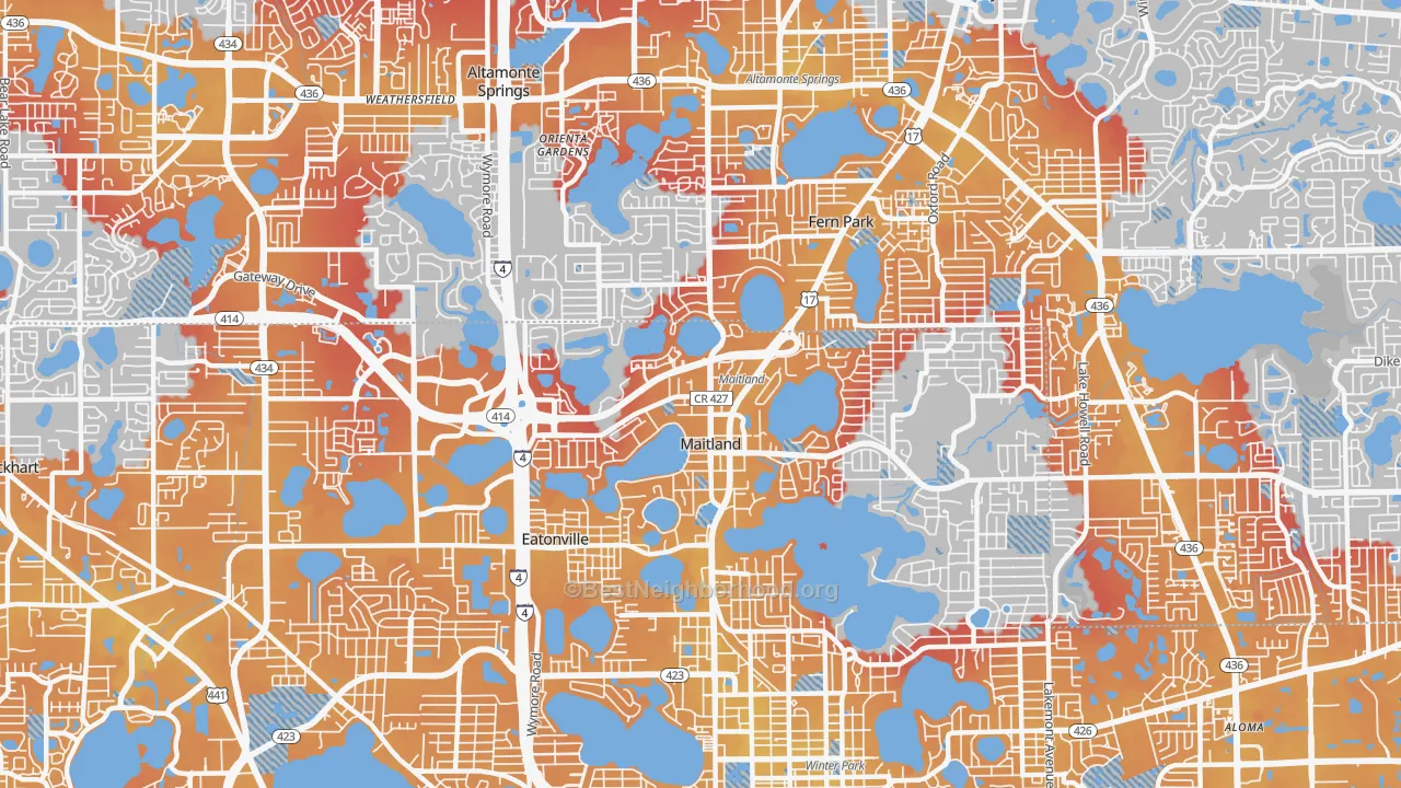 Transit Grade map of Maitland, FL