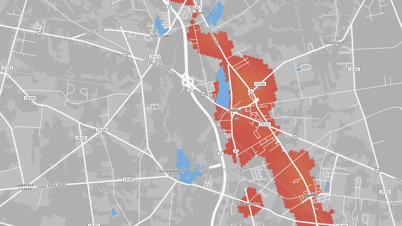 Transit Grade map of Malaga, NJ