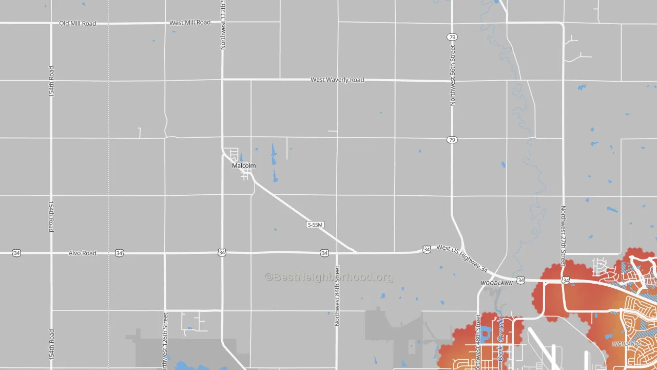 Transit Grade map of Malcolm, NE