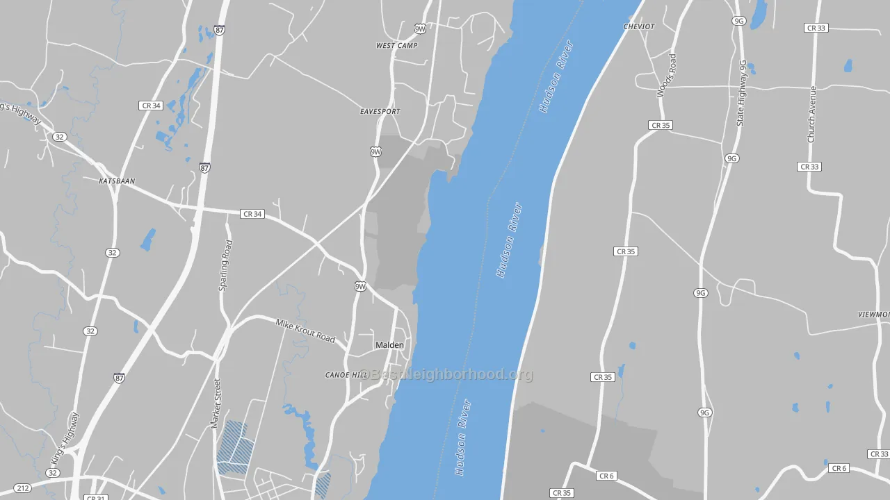 Transit Grade map of Malden-on-Hudson, NY