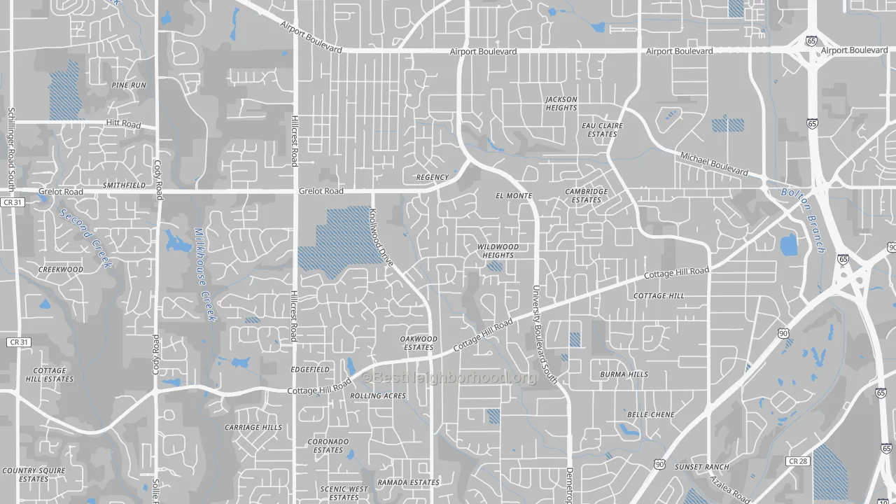 Transit Grade map of Malibar Heights, Mobile, AL