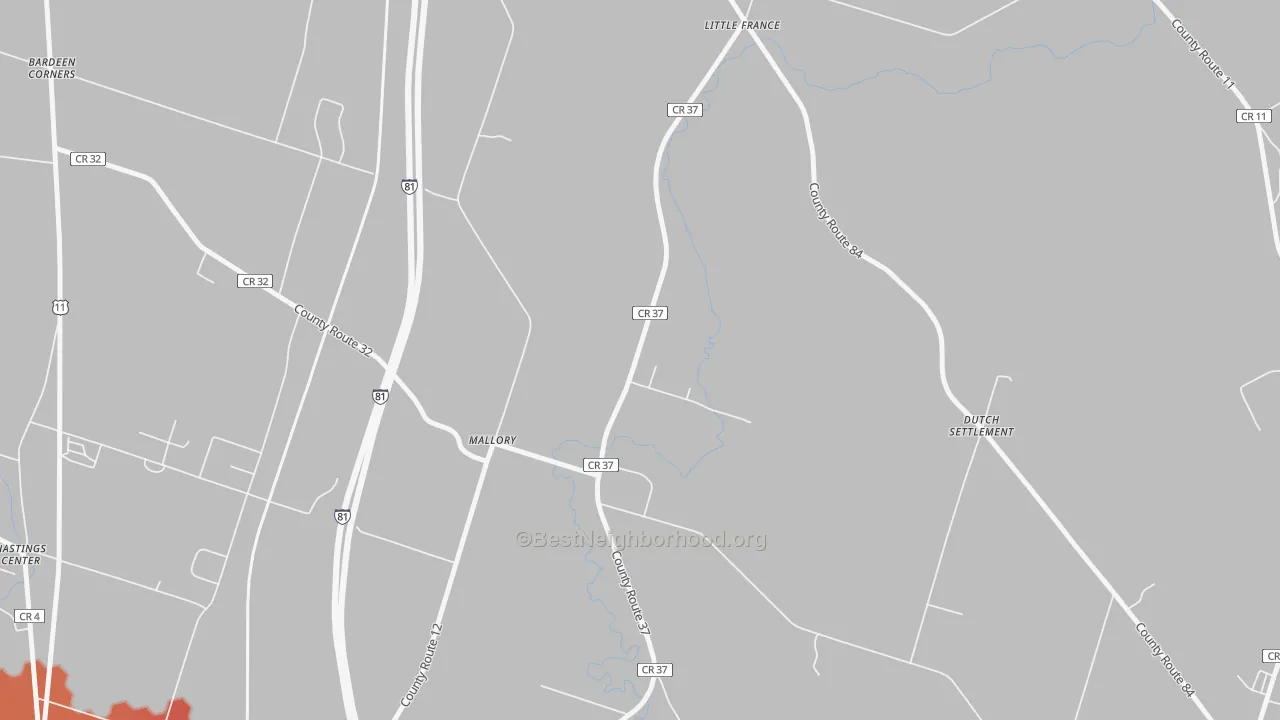 Transit Grade map of Mallory, NY