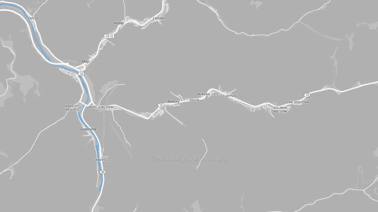 Transit Grade map of Mallory, WV
