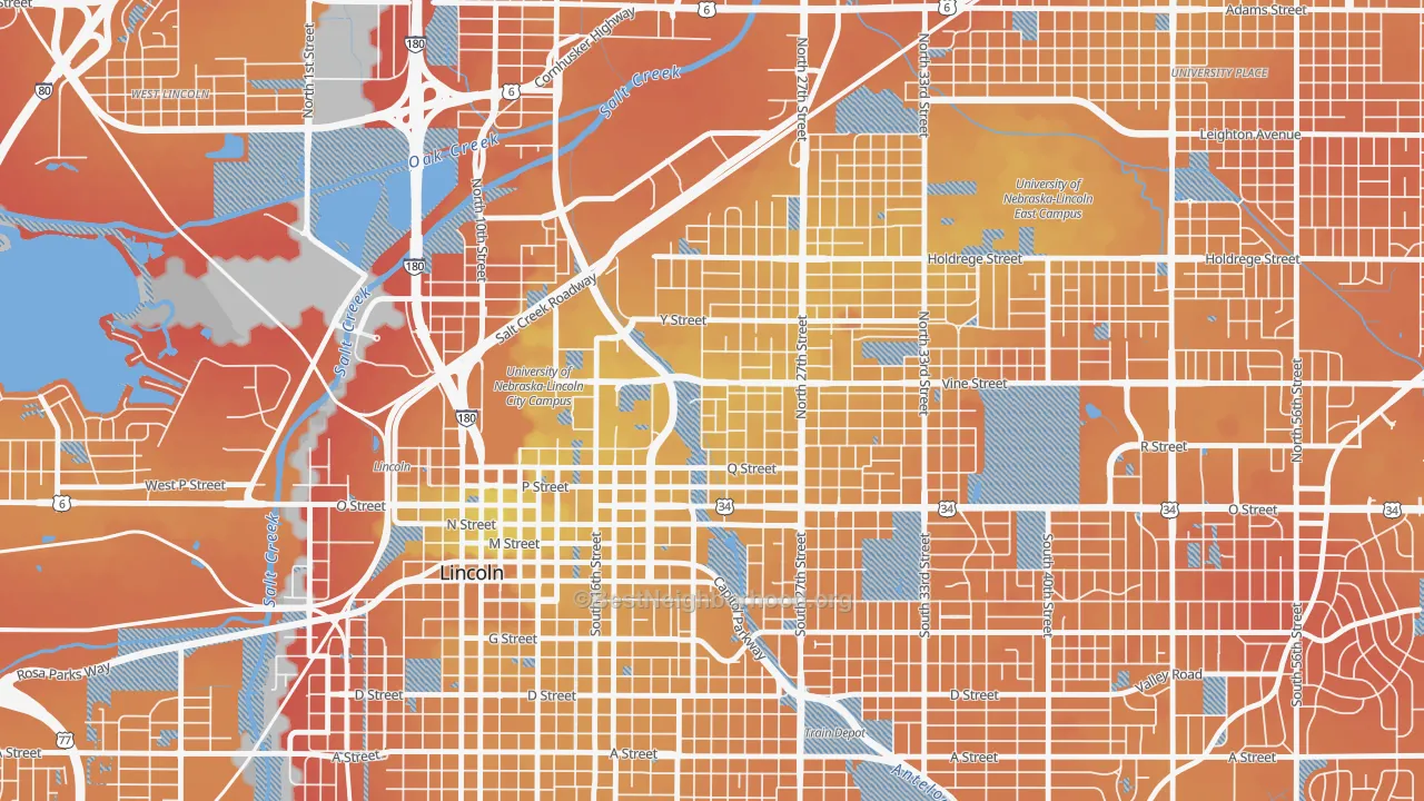 Transit Grade map of Malone, Lincoln, NE