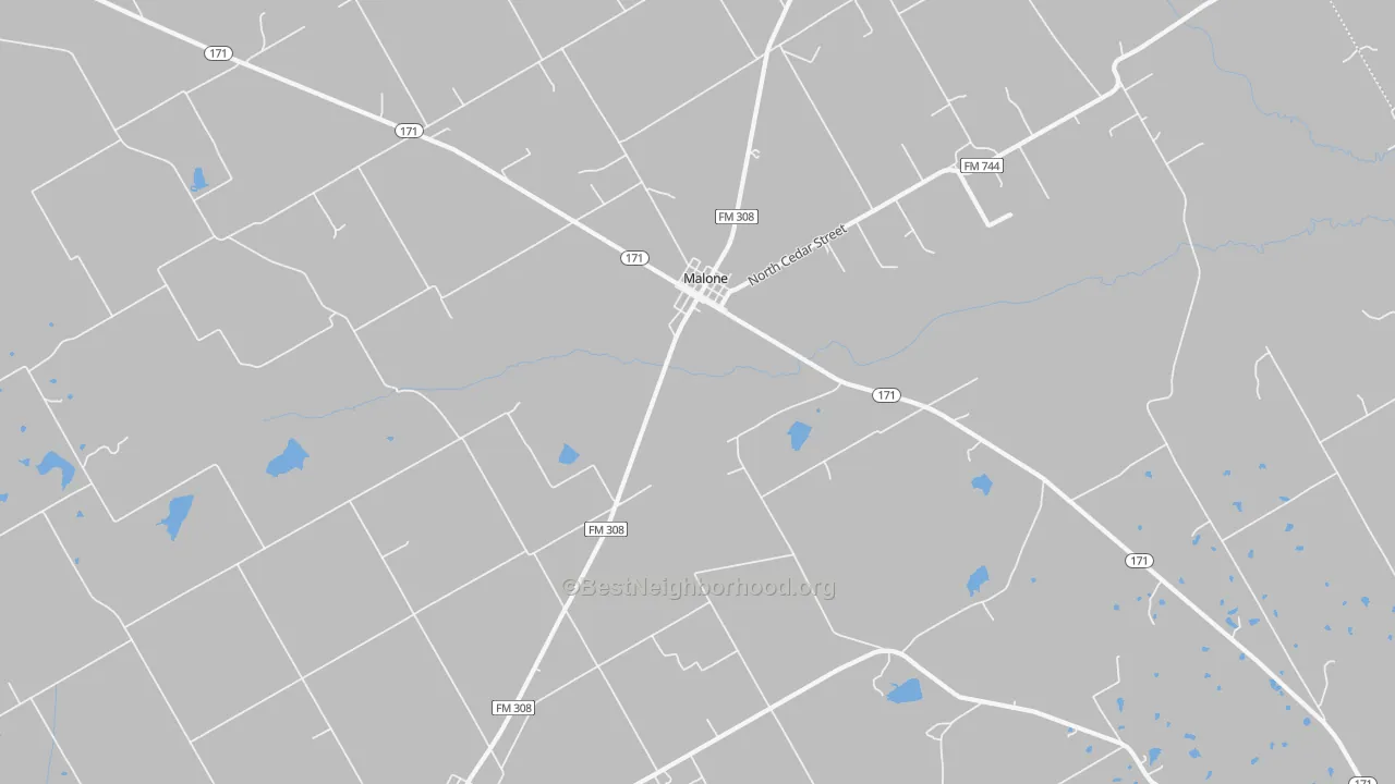 Transit Grade map of Malone, TX