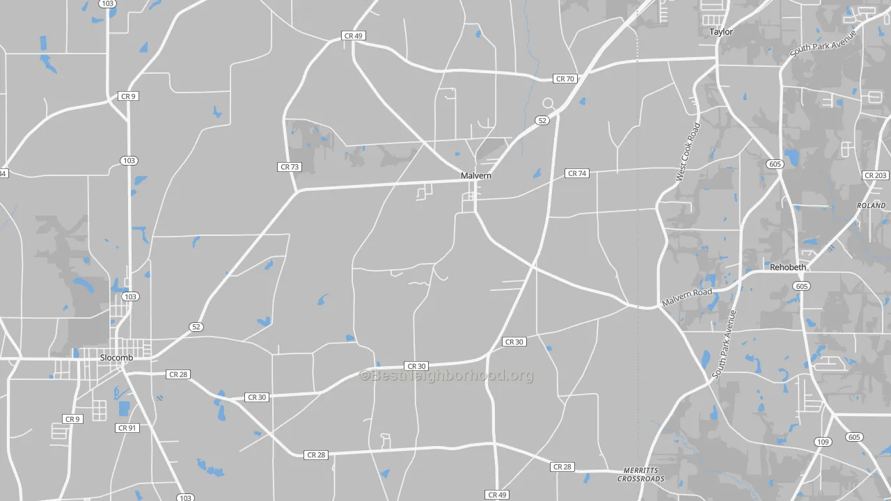 Transit Grade map of Malvern, AL