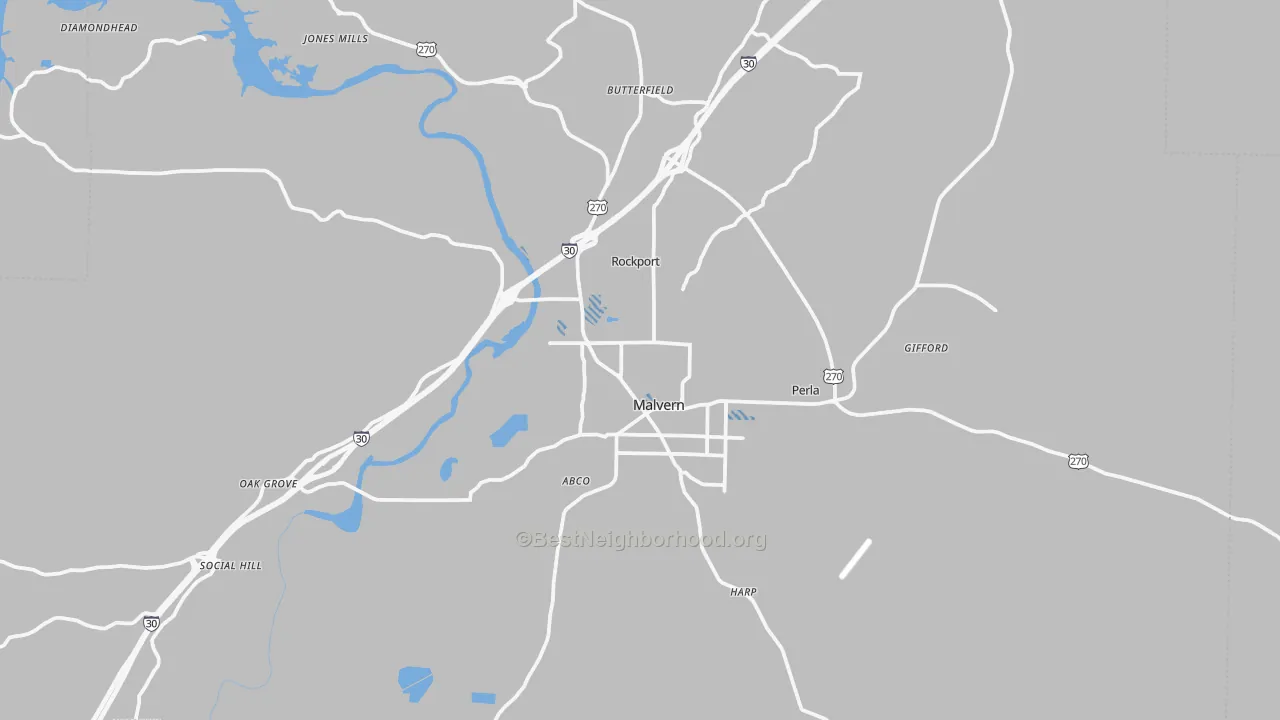 Transit Grade map of Malvern, AR
