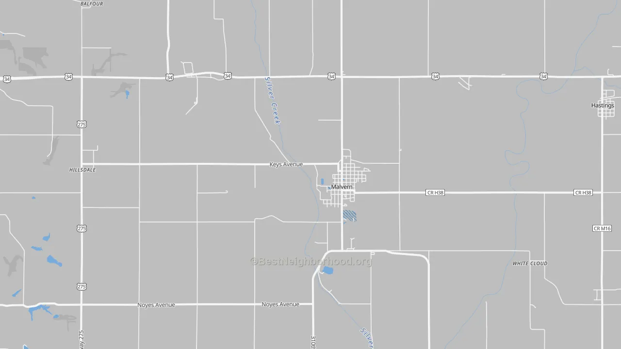 Transit Grade map of Malvern, IA