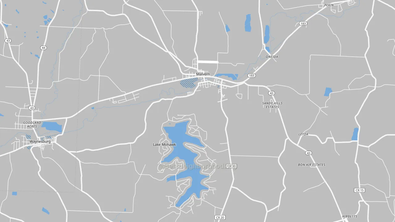 Transit Grade map of Malvern, OH