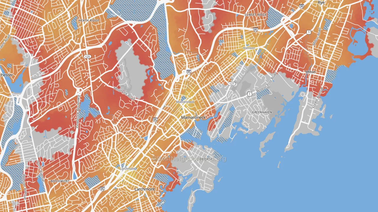 Transit Grade map of Mamaroneck, NY