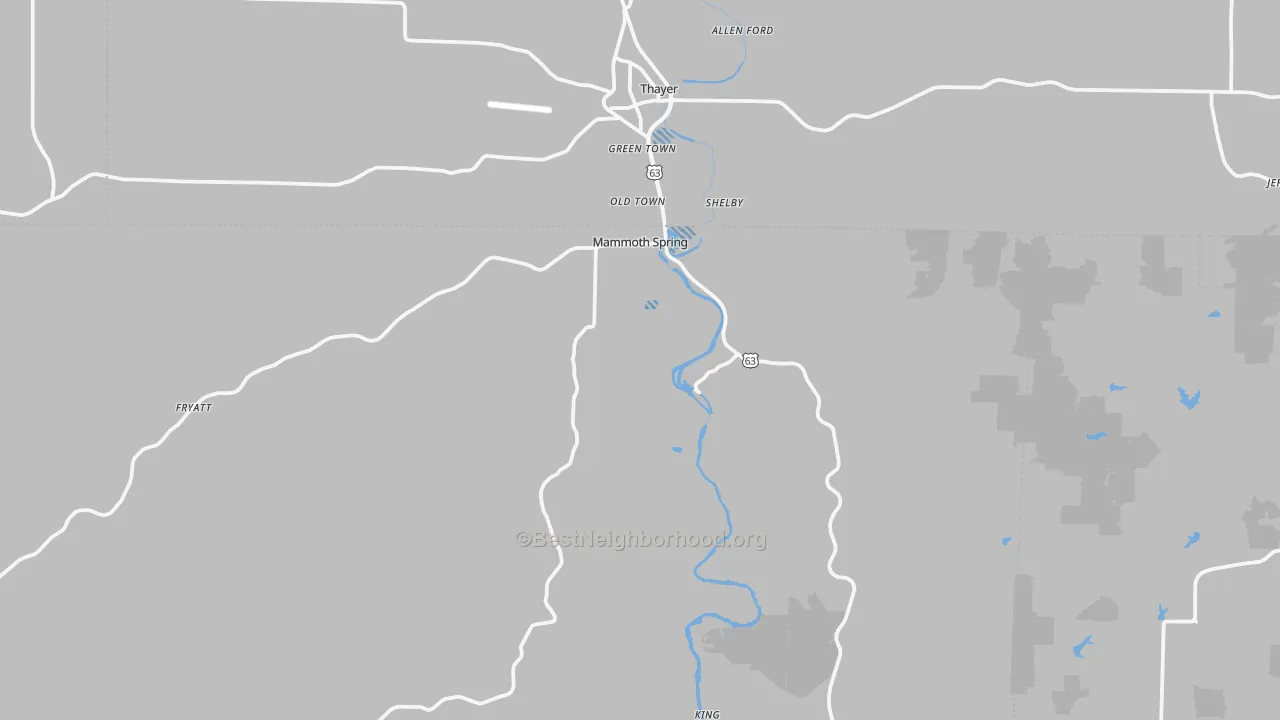 Transit Grade map of Mammoth Spring, AR