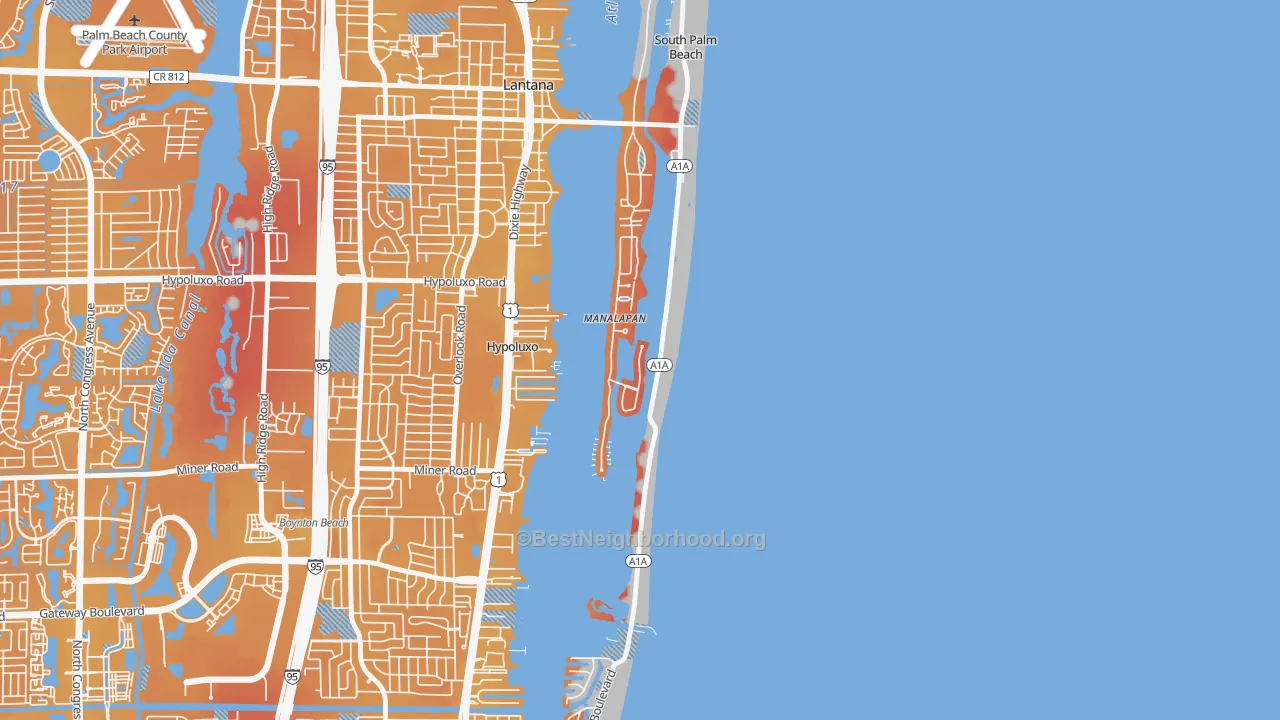 Transit Grade map of Manalapan, FL